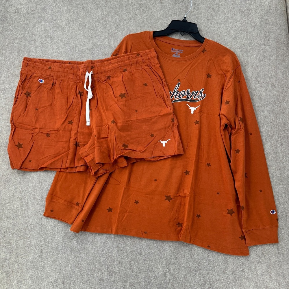 NWT Texas Longhorns Pajamas Womens Lounge Set Sz XXL 2 Piece Orange Champion PJs